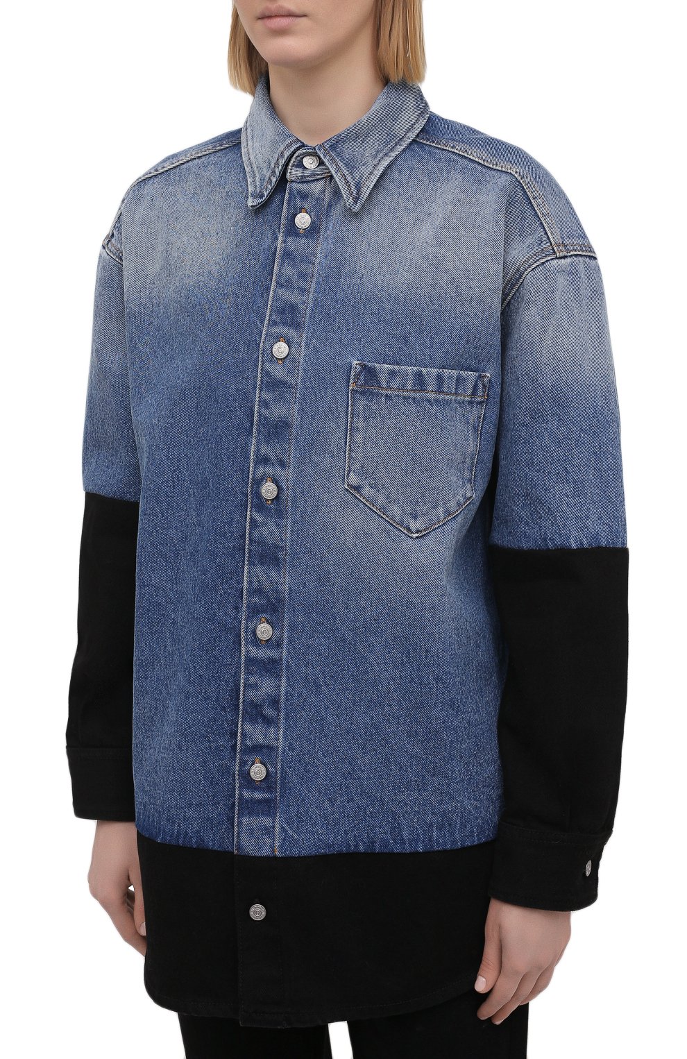 Джинсовая рубашка MM6 темно-синего цвета по цене 47050 руб., арт. S52DL0145/S30589, фото 3 Джинсовая рубашка MM6, арт. S52DL0145/S30589, фото 3