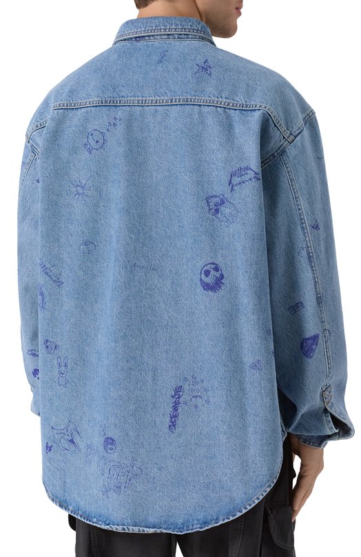 Джинсовая рубашка VETEMENTS UE54SH160N/2801 DENIM Голубой  UE54SH160N/2801 DENIM Фото 4
