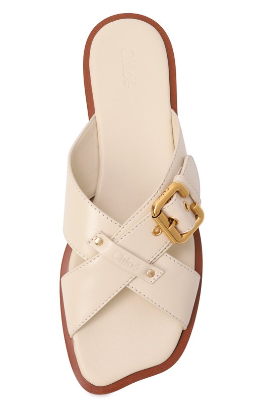 Кожаные шлепанцы Nil Chloé CH26S17IUN Кремовый  CH26S17IUN Фото 6