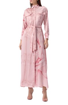 Женское атласное платье KITON розового цвета, арт. D47321K0926E11 | Фото 3 (Длина Ж (юбки, платья, шорты): Макси; Рукава: Длинные; Материал сплава: Проставлено; Драгоценные камни: Проставлено; Материал внешний: Шелк; Женское Кросс-КТ: Платье-одежда; Случай: Повседневный; Стили: Романтичный)