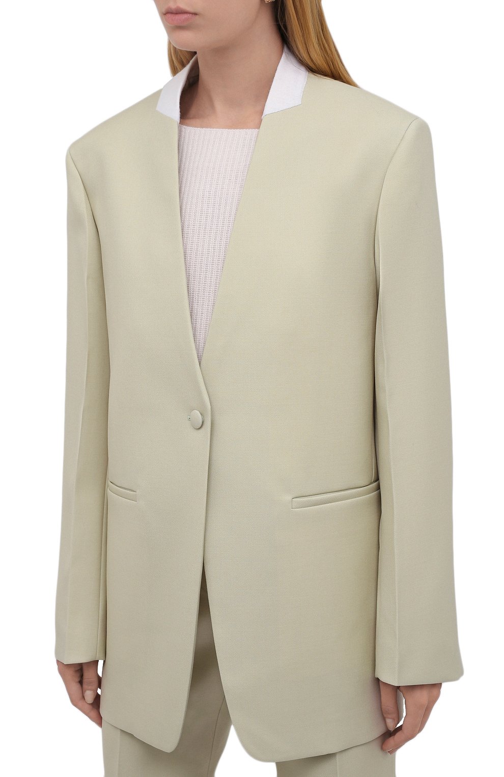 Шерстяной жакет JIL SANDER светло-зеленого цвета по цене 229500 руб., арт. JSWT135710-WT201000, фото 3 Шерстяной жакет JIL SANDER, арт. JSWT135710-WT201000, фото 3