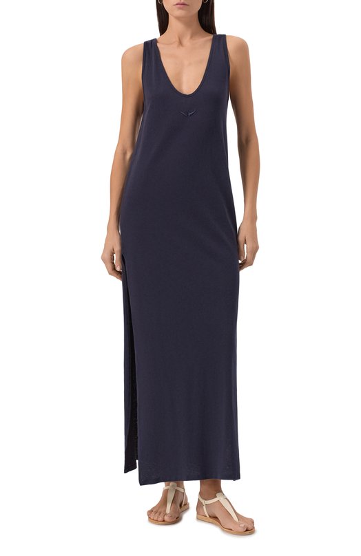Платье из хлопка и льна Zadig and Voltaire JWDR01079 Синий  JWDR01079 Фото 3