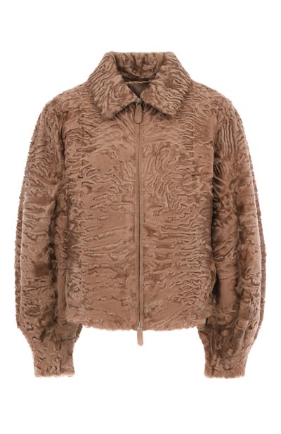 Женская шуба из свакары MVST, арт. M018/SWAKARA NOUGAT