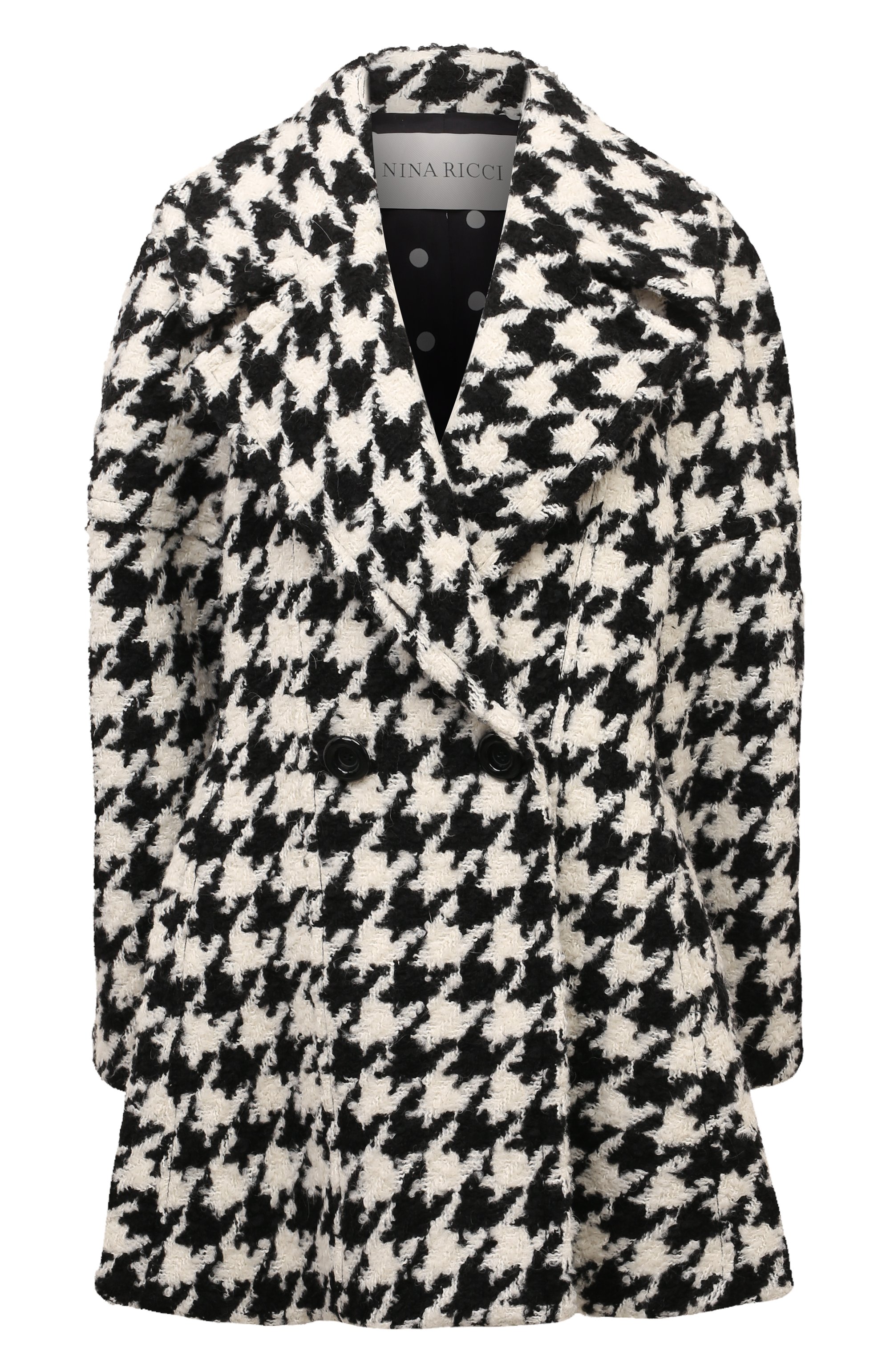 Пальто NINA RICCI черно-белого цвета по цене 199500 руб., арт. 24ACMA002W00356, фото 1 Пальто NINA RICCI, арт. 24ACMA002W00356, фото 1