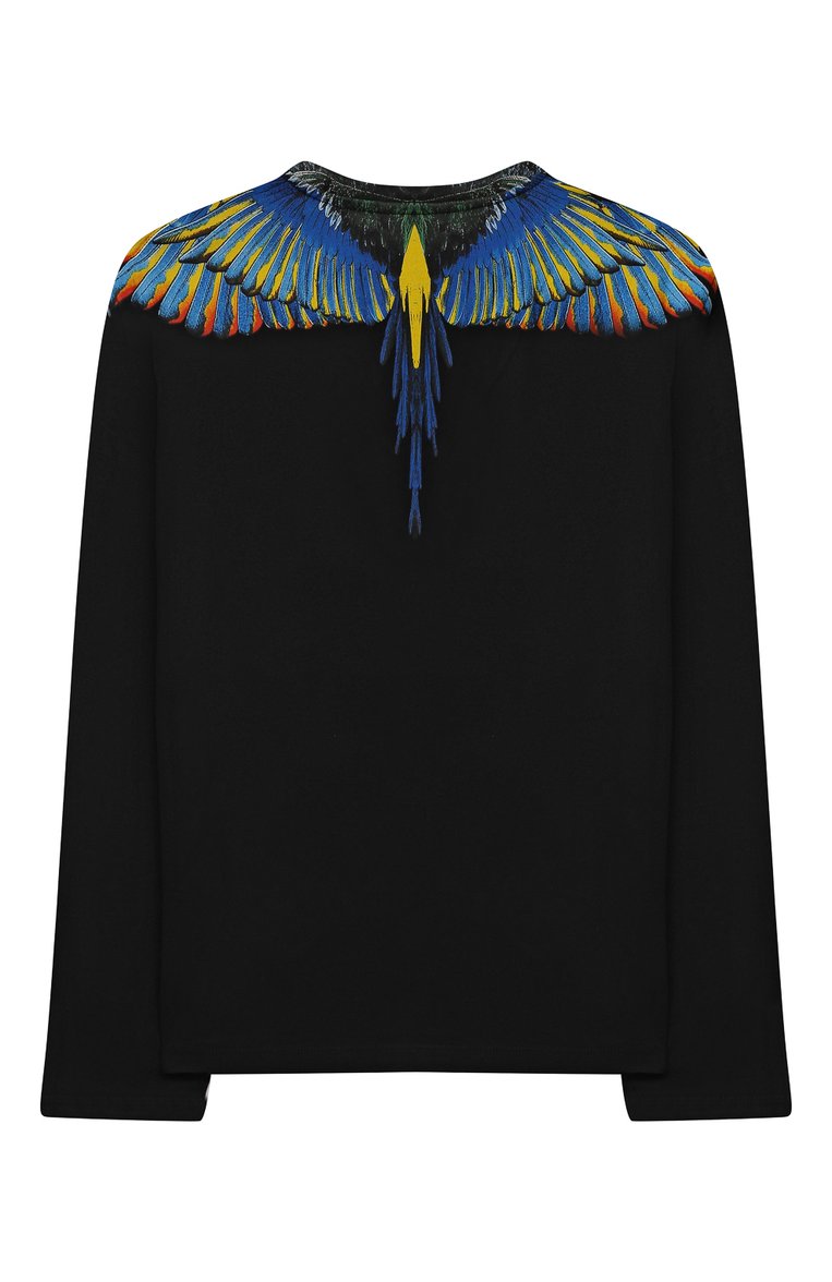 Детская хлопковый лонгслив MARCELO BURLON KIDS OF MILAN черного цвета, арт. CBAB004F21JER005 | Фото 2 (Материал внешний: Хлопок; Рукава: Длинные; Мальчики Кросс-КТ: Лонгслив-одежда; Материал сплава: Проставлено; Драгоценные камни: Проставлено; Ростовка одежда: 10 - 11 лет | 140 - 146см, 6 лет | 116 см, 8 лет | 128 см)