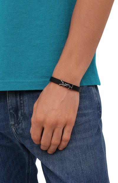 Кожаный браслет SAINT LAURENT черного цвета по цене 27550 руб., арт. 559355/0IH0E, фото 2 Кожаный браслет SAINT LAURENT, арт. 559355/0IH0E, фото 2