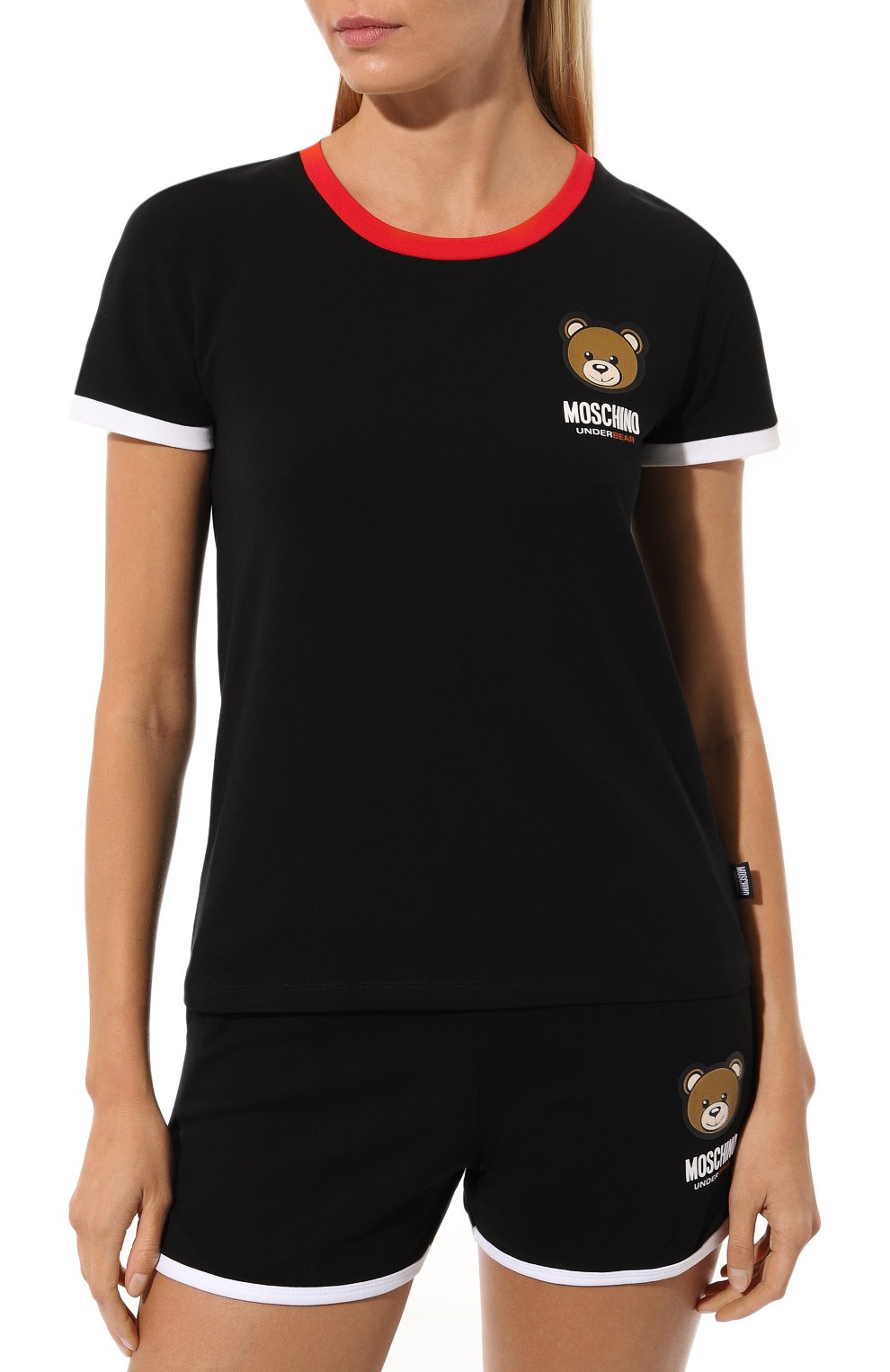 Хлопковая футболка MOSCHINO черного цвета по цене 13600 руб., арт. 232V6/V0710/4410, фото 3 Хлопковая футболка MOSCHINO, арт. 232V6/V0710/4410, фото 3