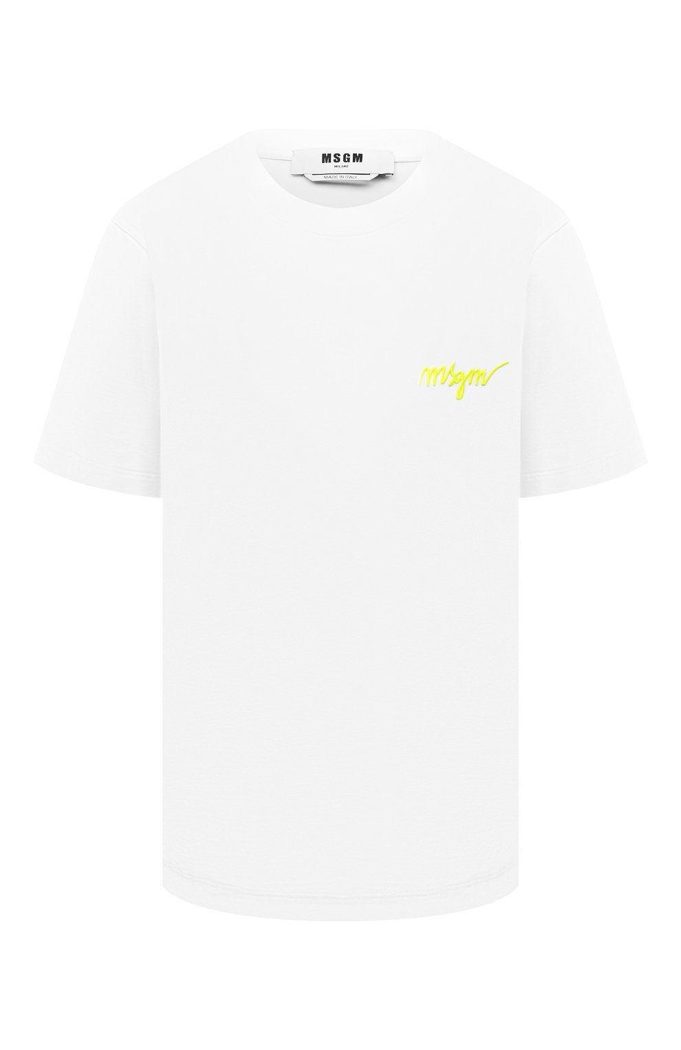 Хлопковая футболка MSGM белого цвета по цене 12800 руб., арт. 3241MDM540 227298, фото 1 Хлопковая футболка MSGM, арт. 3241MDM540 227298, фото 1