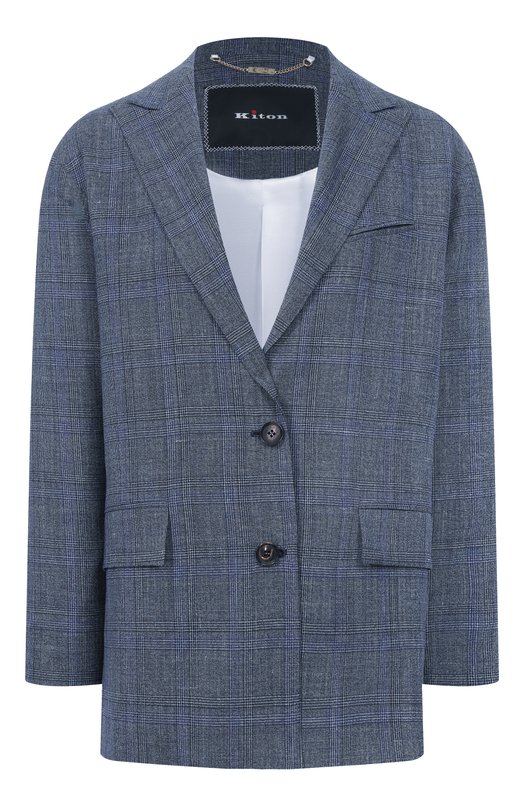 Жакет из шерсти и шелка Kiton D53502K0944G Синий D53502K0944G
