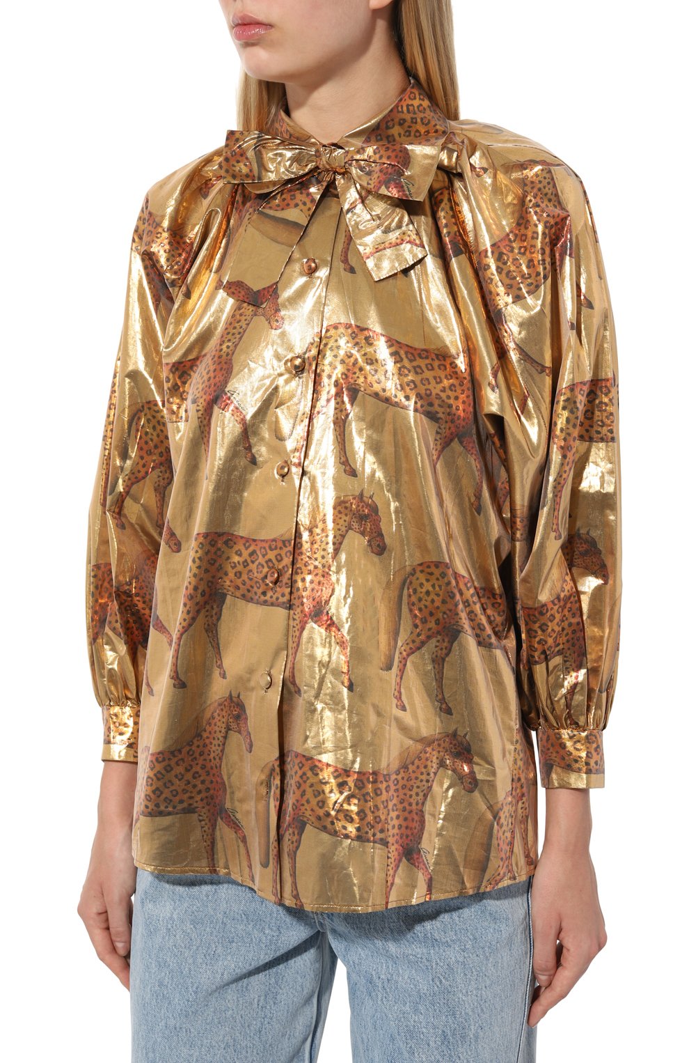 Блузка GUCCI золотого цвета по цене 216000 руб., арт. 608034 ZADFU, фото 3 Блузка GUCCI, арт. 608034 ZADFU, фото 3