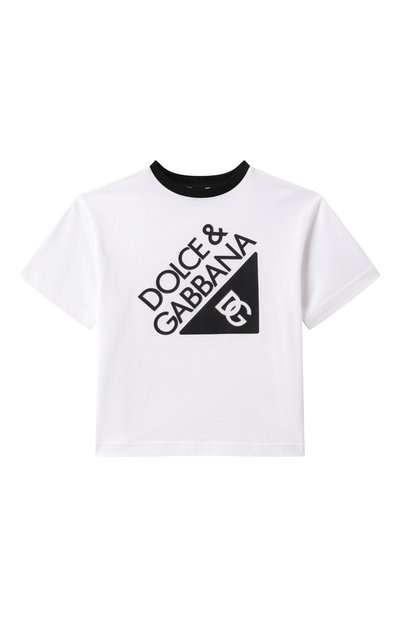 Хлопковая футболка DOLCE & GABBANA белого цвета по цене 24950 руб., арт. L4JTHV/G706J/2-6, фото 1 Хлопковая футболка DOLCE & GABBANA, арт. L4JTHV/G706J/2-6, фото 1