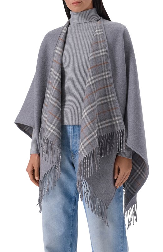 Шерстяная накидка Burberry 8071675 Серый  8071675 Фото 3