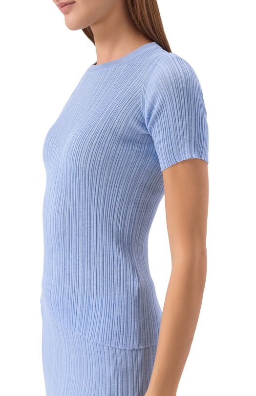 Пуловер из хлопка и шелка Agnona KT09015E/7Q180PE Голубой  KT09015E/7Q180PE Фото 5