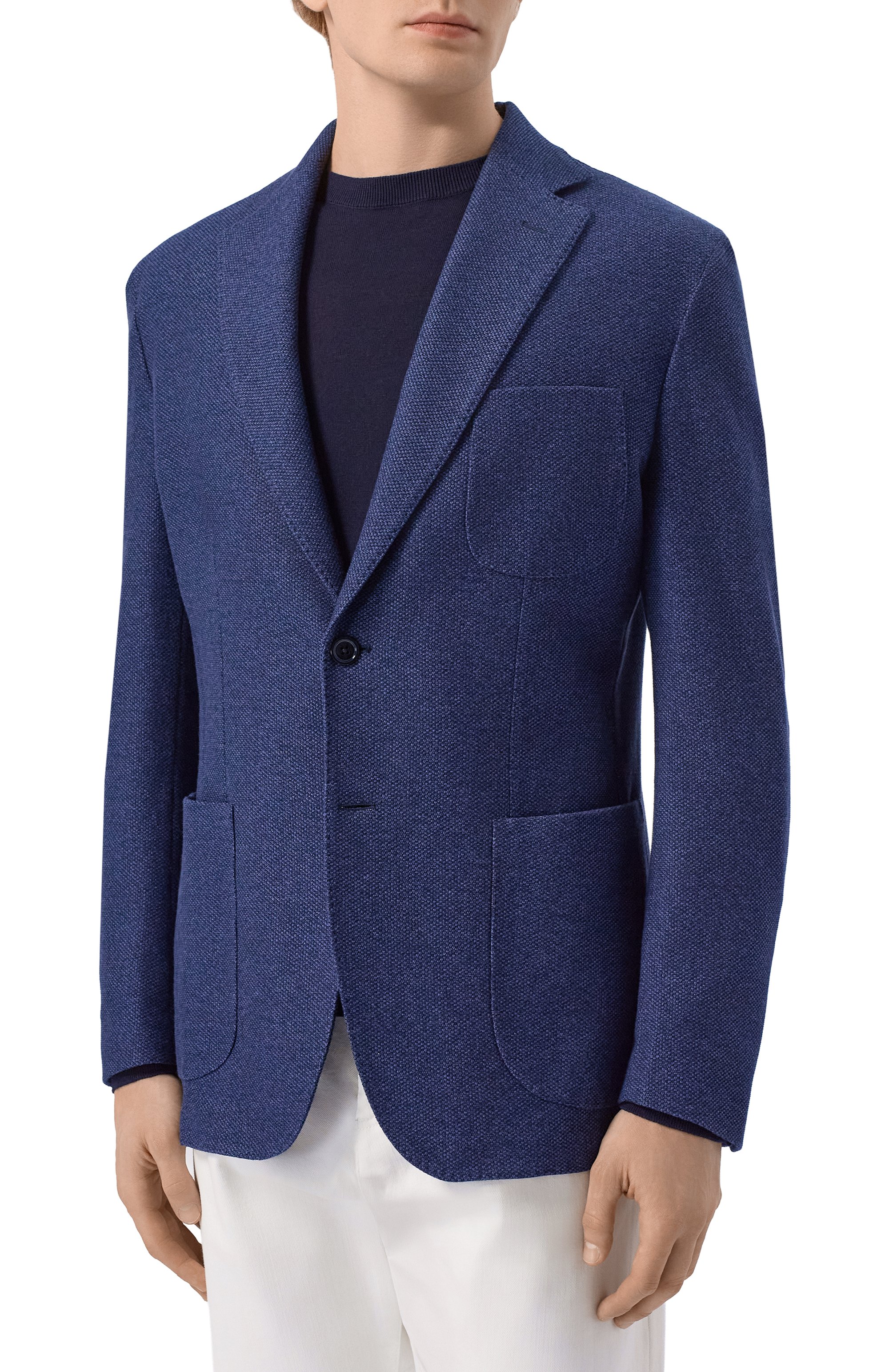 Хлопковый пиджак MVST синего цвета по цене 198500 руб., арт. TRIC0TT0N 40886, фото 3 Хлопковый пиджак MVST, арт. TRIC0TT0N 40886, фото 3