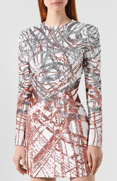 Платье с пайетками BALMAIN светло-розового цвета по цене 717500 руб., арт. RF06352/P008, фото 3 Платье с пайетками BALMAIN, арт. RF06352/P008, фото 3