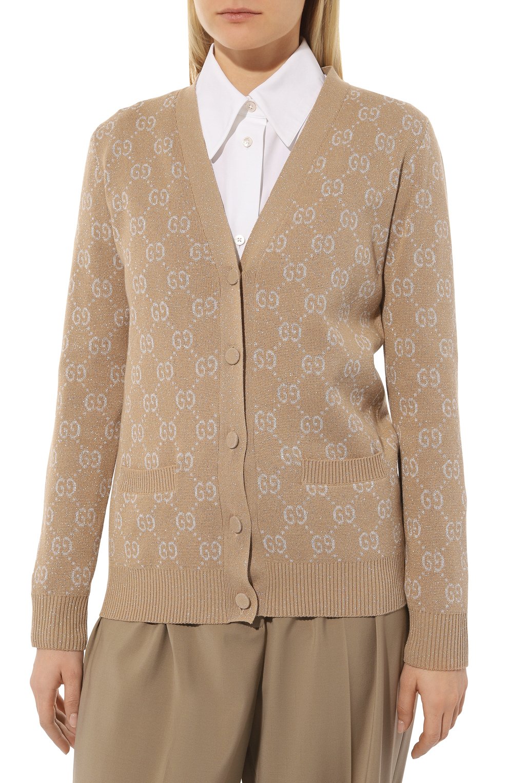 Хлопковый кардиган GUCCI бежевого цвета по цене 172800 руб., арт. 678434 XKB54, фото 3 Хлопковый кардиган GUCCI, арт. 678434 XKB54, фото 3