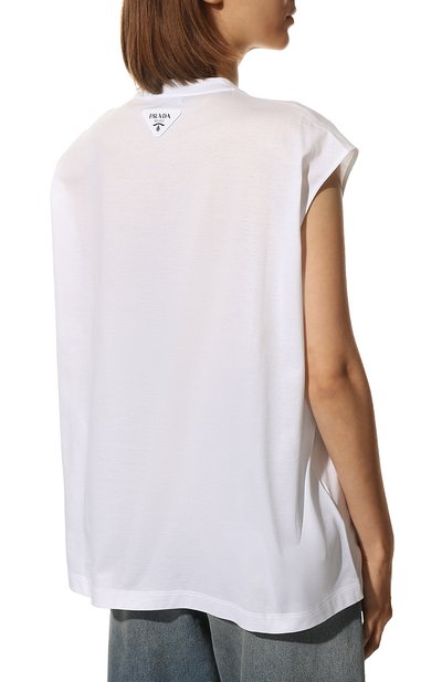 Хлопковая футболка PRADA, арт. 3556A-10M2-F0009-212, фото 4