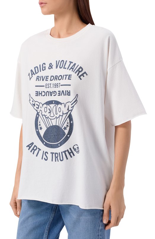 Хлопковая футболка Zadig and Voltaire JWTS02903 Белый  JWTS02903 Фото 3