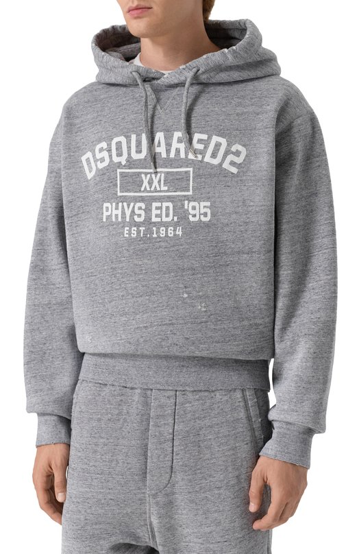 Хлопковое худи Dsquared2 S74GU0894/S25477 Серый  S74GU0894/S25477 Фото 3