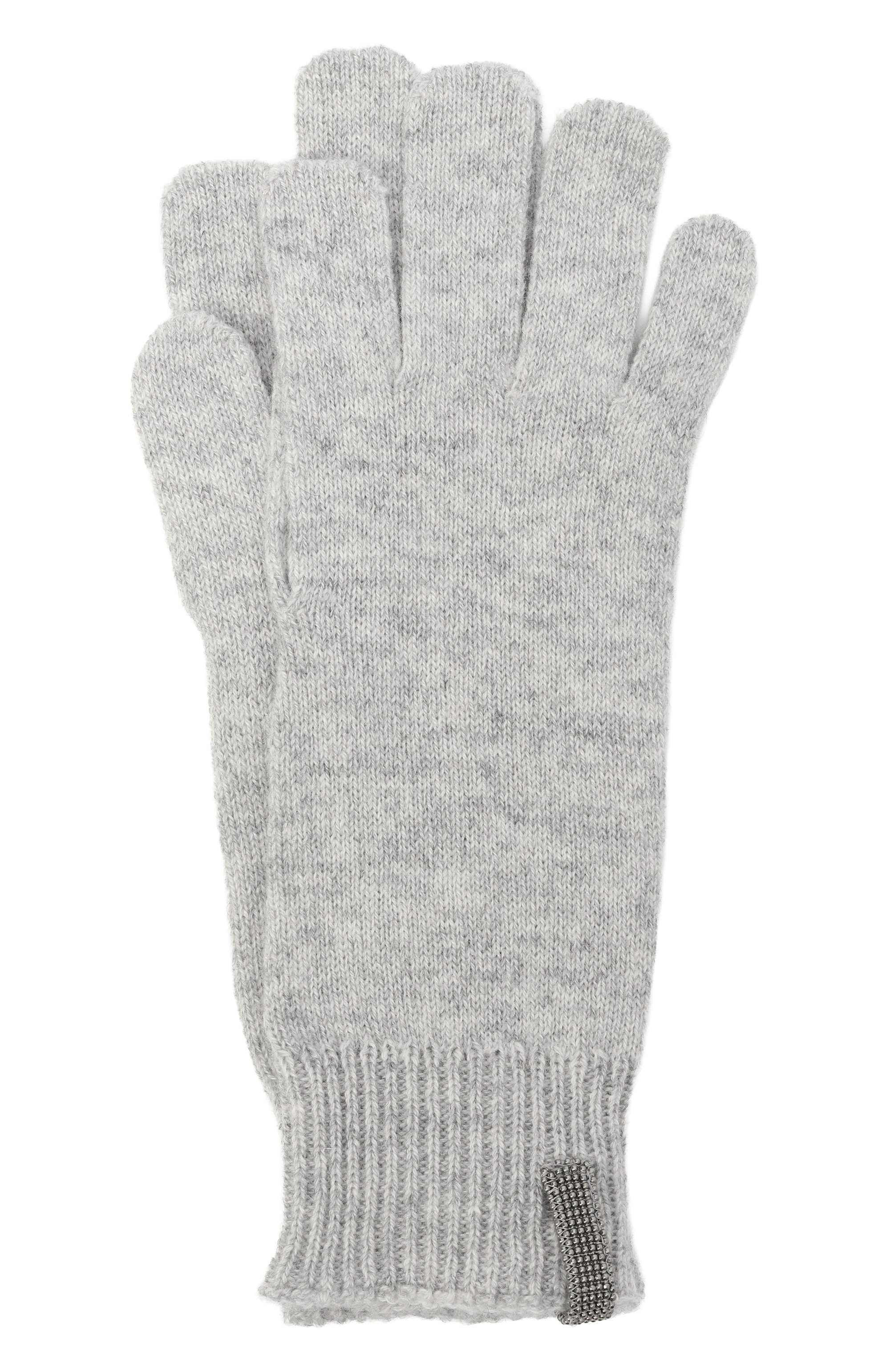 Кашемировые перчатки BRUNELLO CUCINELLI светло-серого цвета по цене 29950 руб., арт. B12M21189A, фото 1 Кашемировые перчатки BRUNELLO CUCINELLI, арт. B12M21189A, фото 1