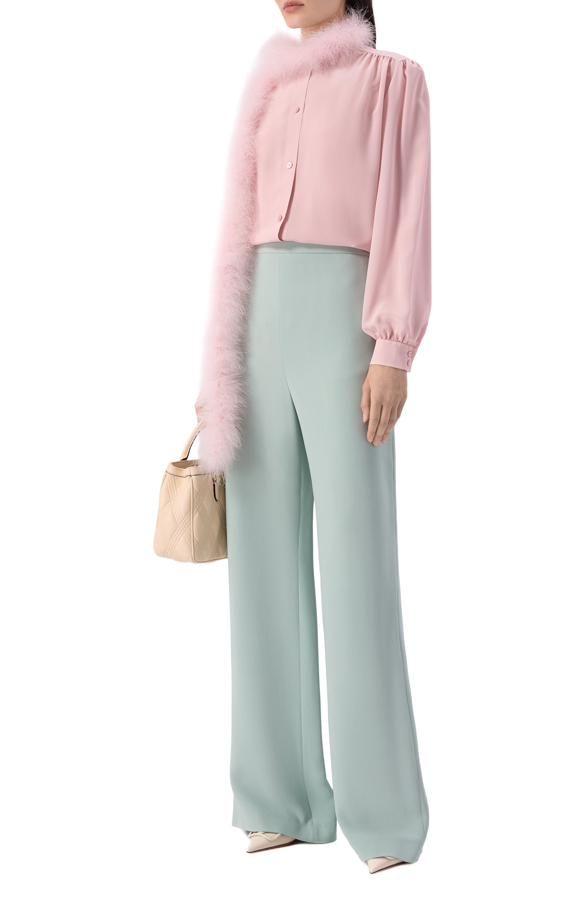 Шелковые брюки VALENTINO зеленого цвета по цене 271500 руб., арт. 8B3RB715/1MM, фото 2 Шелковые брюки VALENTINO, арт. 8B3RB715/1MM, фото 2