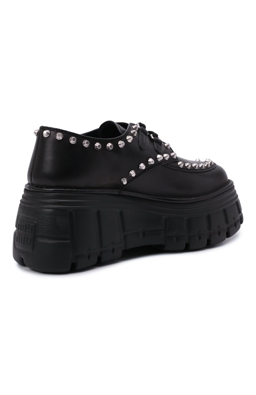 Кожаные дерби MIU MIU черного цвета по цене 105000 руб., арт. 5E646D-3AYG-F0002-085, фото 5 Кожаные дерби MIU MIU, арт. 5E646D-3AYG-F0002-085, фото 5