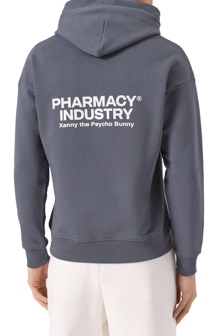 Мужской хлопковое худи PHARMACY INDUSTRY темно-серого цвета, арт. PHABM00180 | Фото 4 (Материал внешний: Хлопок, Синтетический материал; Рукава: Длинные; Длина (для топов): Стандартные; Мужское Кросс-КТ: Худи-одежда; Стили: Гранж; Принт: С принтом)
