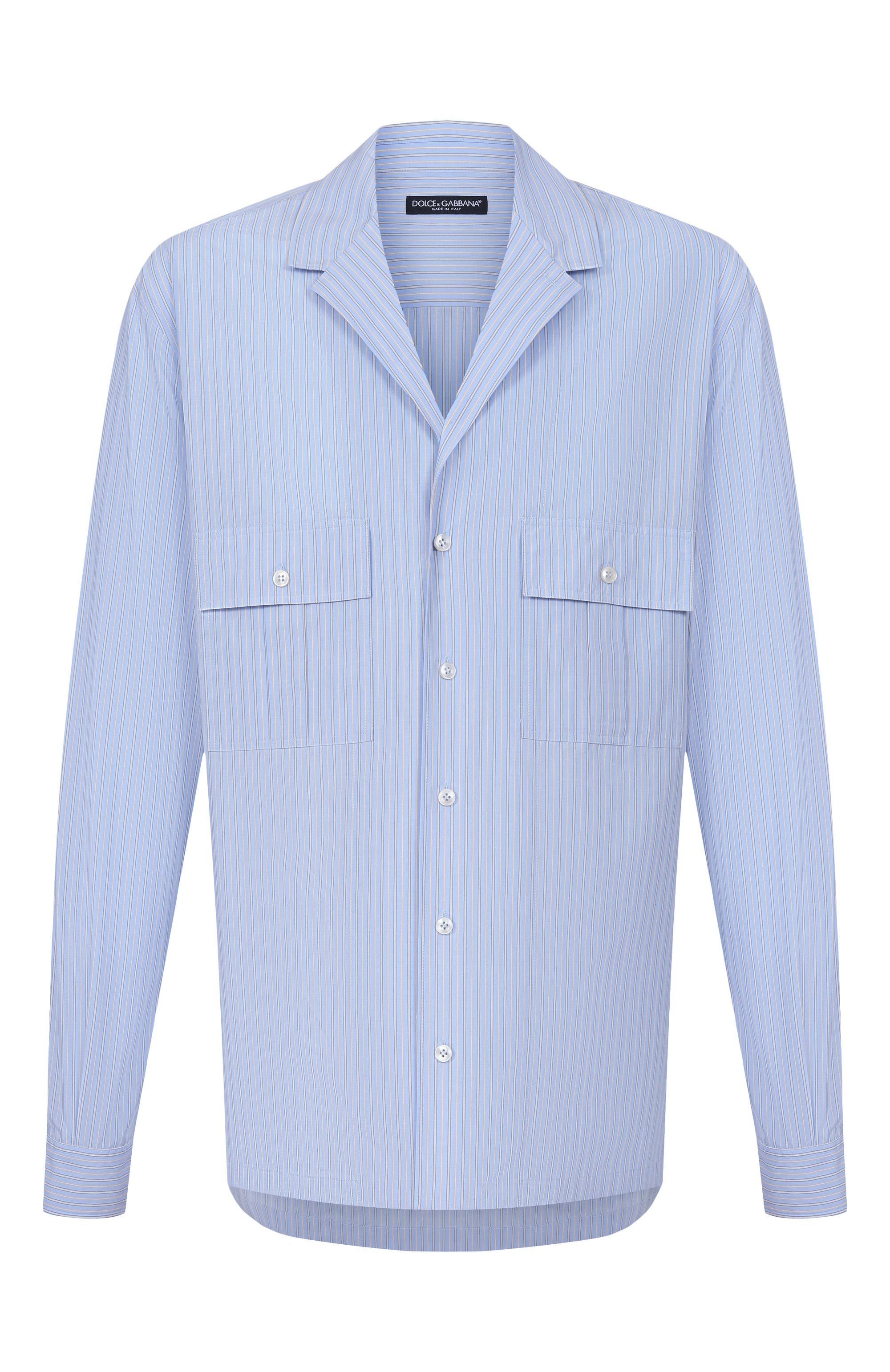 Хлопковая рубашка DOLCE & GABBANA голубого цвета по цене 98950 руб., арт. G50C3T/FR51Q, фото 1 Хлопковая рубашка DOLCE & GABBANA, арт. G50C3T/FR51Q, фото 1
