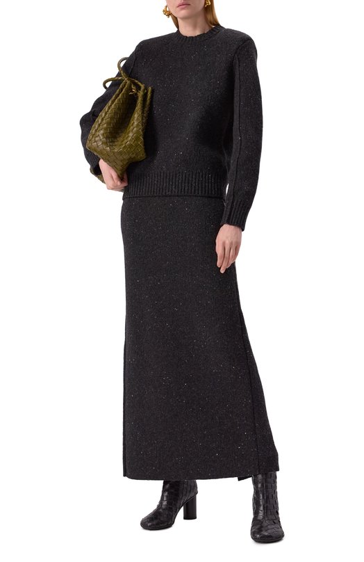 Юбка из шерсти и вискозы Bottega Veneta 801950 V4TK0 Чёрный  801950 V4TK0 Фото 2