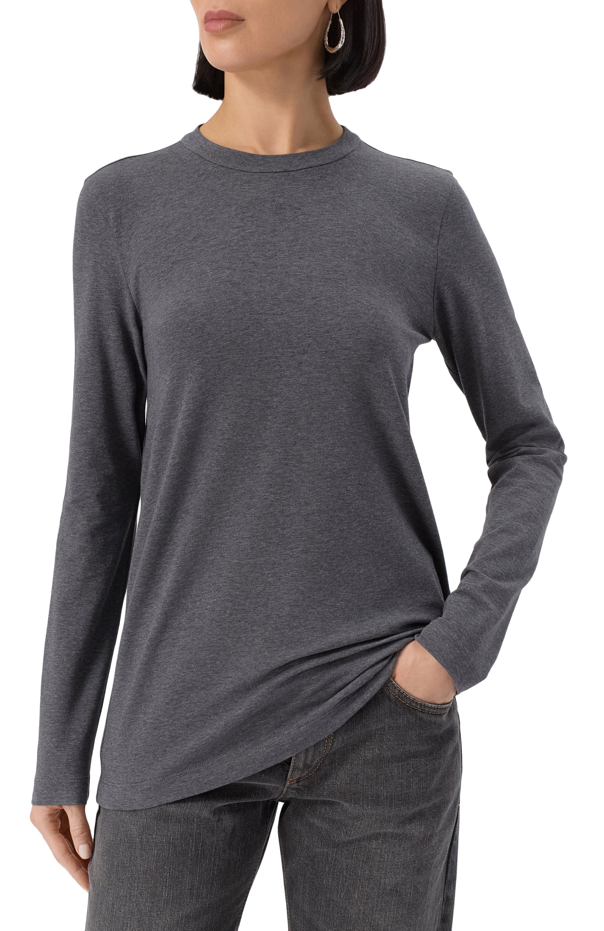 Хлопковый лонгслив BRUNELLO CUCINELLI, арт. MPT18B0107, фото 3