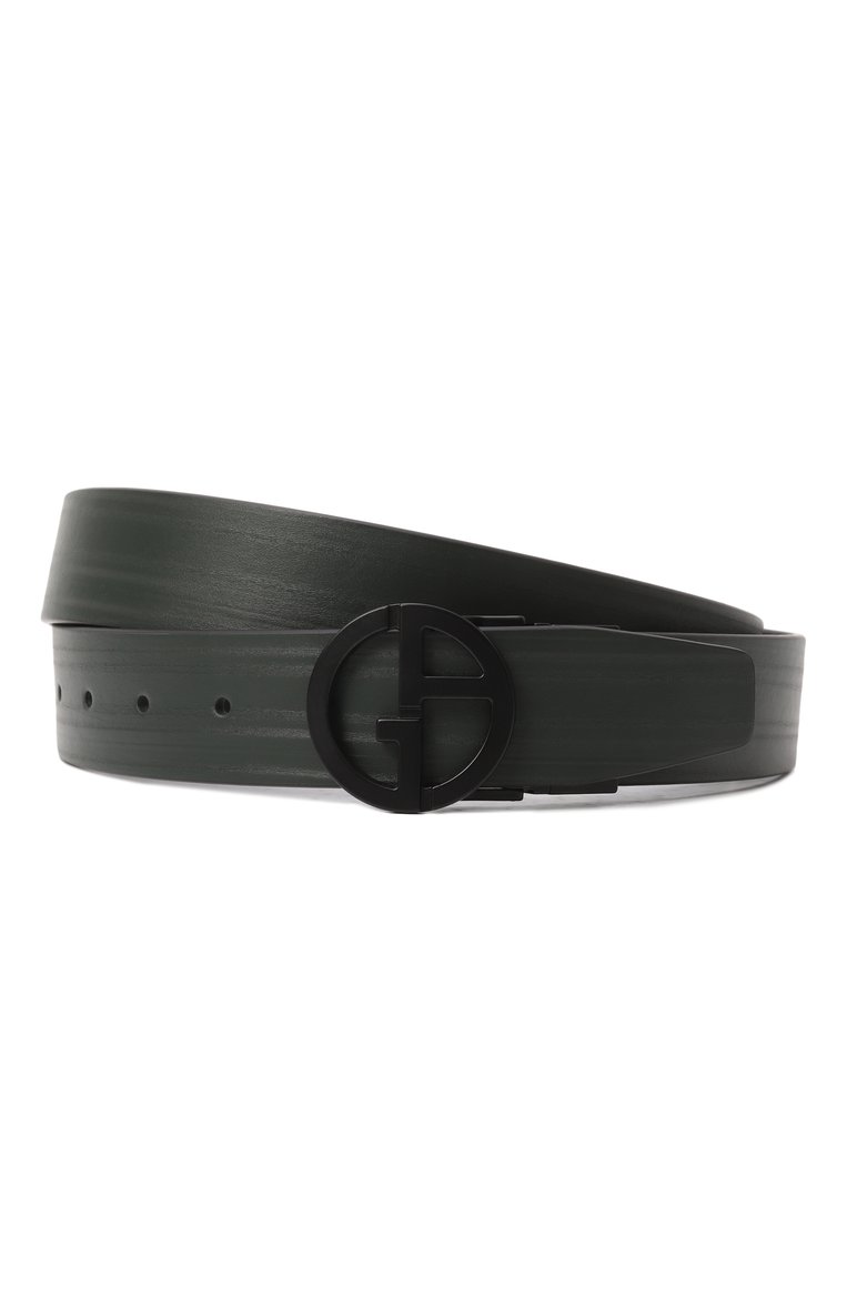 Мужской двусторонний ремень GIORGIO ARMANI темно-зеленого цвета, арт. GM001158/AF14801 | Фото 1 (Материал: Натуральная кожа; Нос: Не проставлено; Случай: Повседневный)