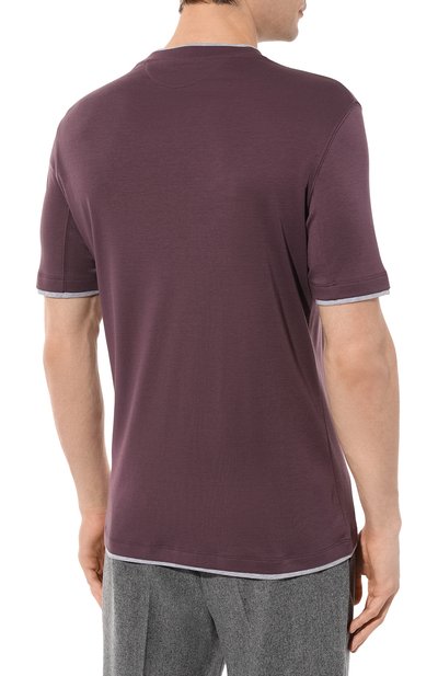 Футболка из хлопка и шелка BRUNELLO CUCINELLI, арт. MTS877427, фото 4