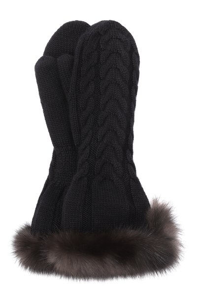 Женские утепленные варежки с отделкой из соболя BLACK SABLE, арт. BS-ACSKV-EB