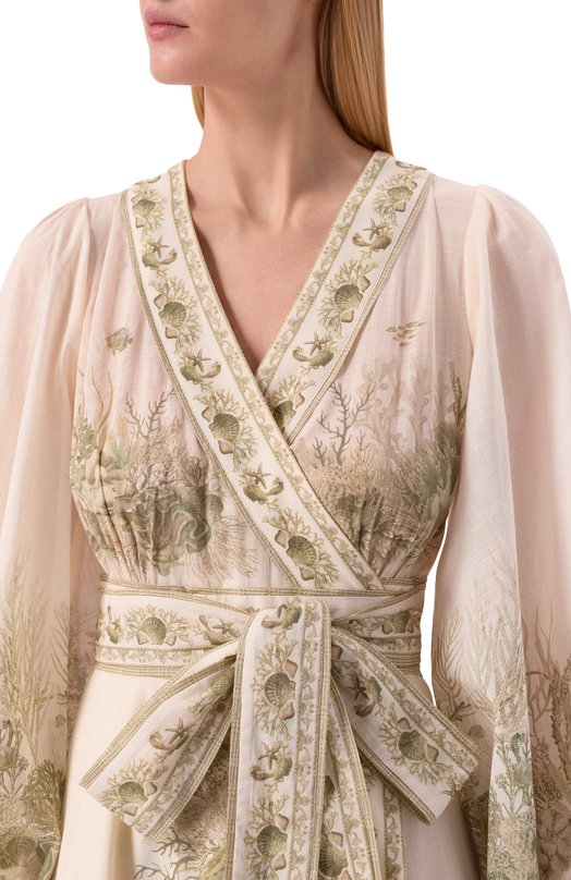 Хлопковое платье Zimmermann 2456DRS262 Кремовый  2456DRS262 Фото 4