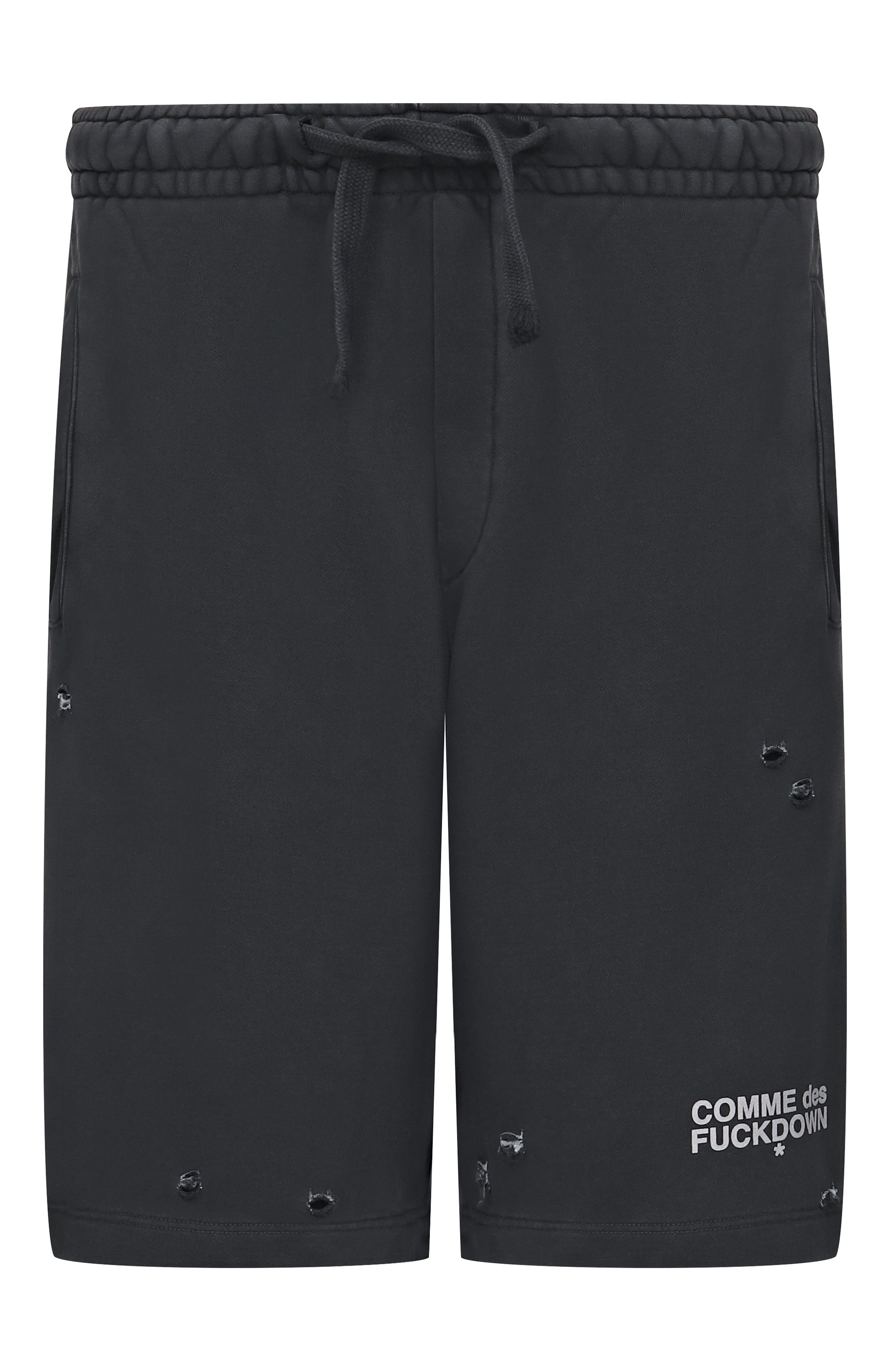 Хлопковые шорты COMME DES FUCKDOWN темно-серого цвета по цене 13500 руб., арт. CFABM01992, фото 1 Хлопковые шорты COMME DES FUCKDOWN, арт. CFABM01992, фото 1