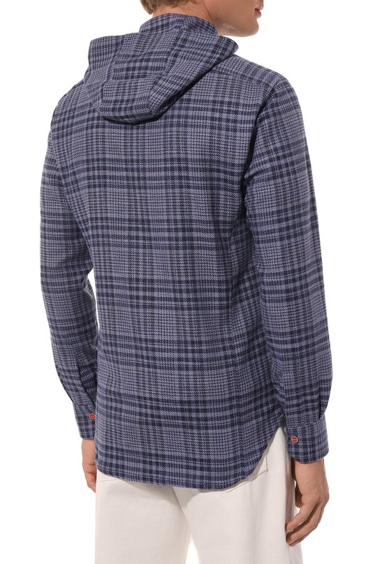 Рубашка из шерсти и шелка Kiton UMCMARK0643C Синий  UMCMARK0643C Фото 4