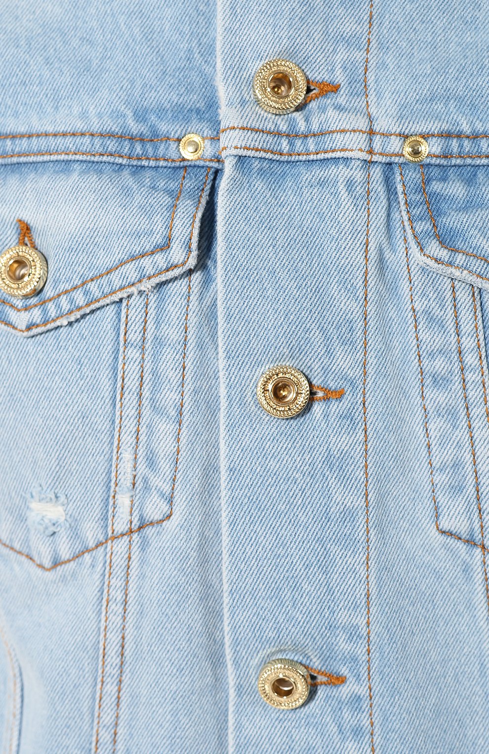 Джинсовая куртка VERSACE JEANS COUTURE голубого цвета по цене 35400 руб., арт. C1GUA92E-UUP421 BIG LABEL/A093J, фото 5 Джинсовая куртка VERSACE JEANS COUTURE, арт. C1GUA92E-UUP421 BIG LABEL/A093J, фото 5