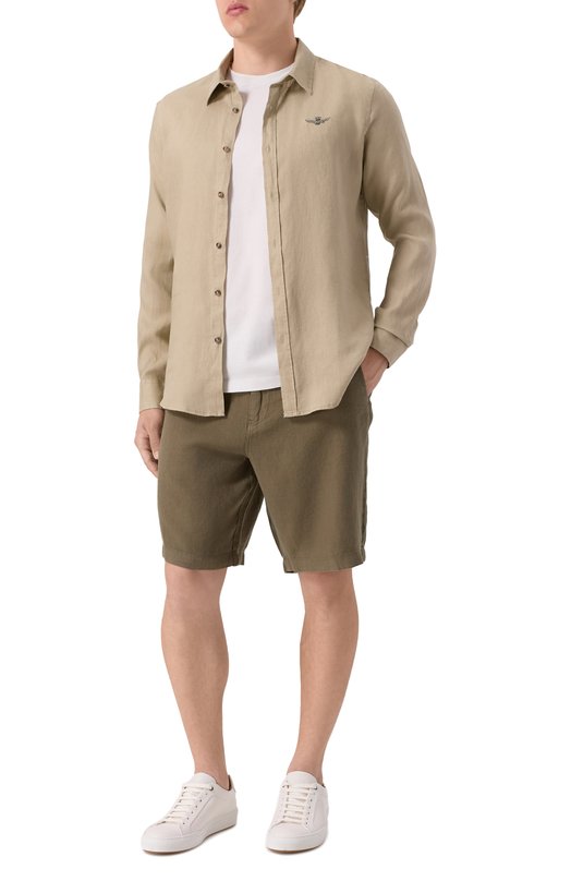 Льняная рубашка Aeronautica Militare CA1239CT3089 Бежевый  CA1239CT3089 Фото 2