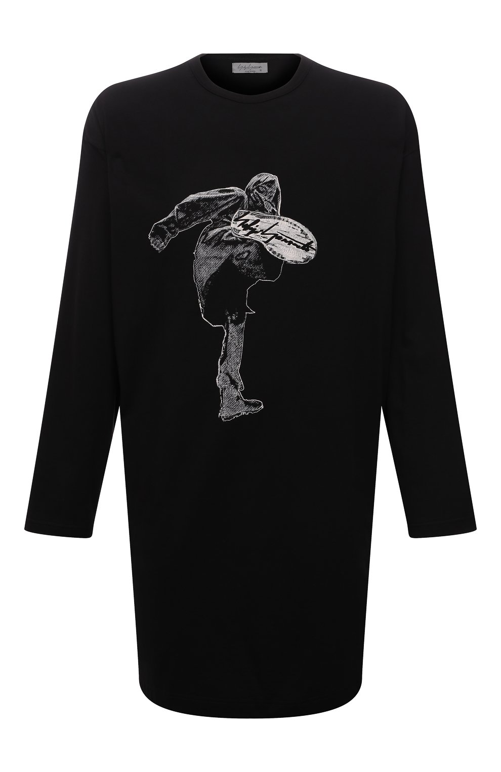 Мужской черный хлопковый лонгслив YOHJI YAMAMOTO купить в ЦУМ (арт