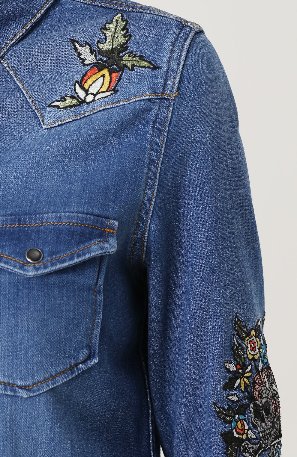 Джинсовая блуза с потертостями и вышивкой ZADIG AND VOLTAIRE, арт. WFCB0501F, фото 5