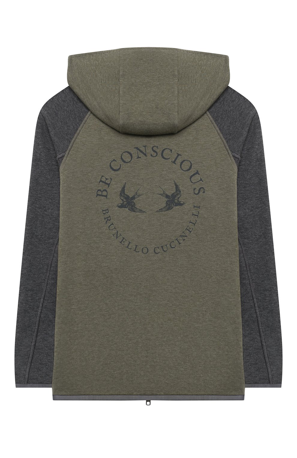 Хлопковая толстовка BRUNELLO CUCINELLI хаки цвета по цене 47400 руб., арт. BD847E113C, фото 2 Хлопковая толстовка BRUNELLO CUCINELLI, арт. BD847E113C, фото 2