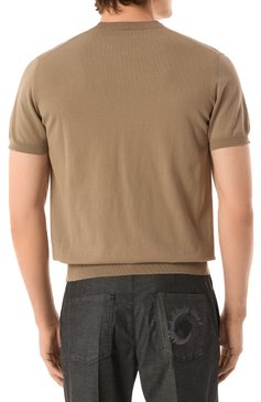 Мужской хлопковый джемпер CORNELIANI бежевого цвета, арт. 25M589-2525127 | Фото 4 (Рукава: Короткие; Длина (для топов): Стандартные; Материал сплава: Проставлено; Драгоценные камни: Проставлено; Стили: Кэжуэл; Вырез: Круглый; Мужское Кросс-КТ: Джемперы; Принт: Без принта; Материал внешний: Хлопок)