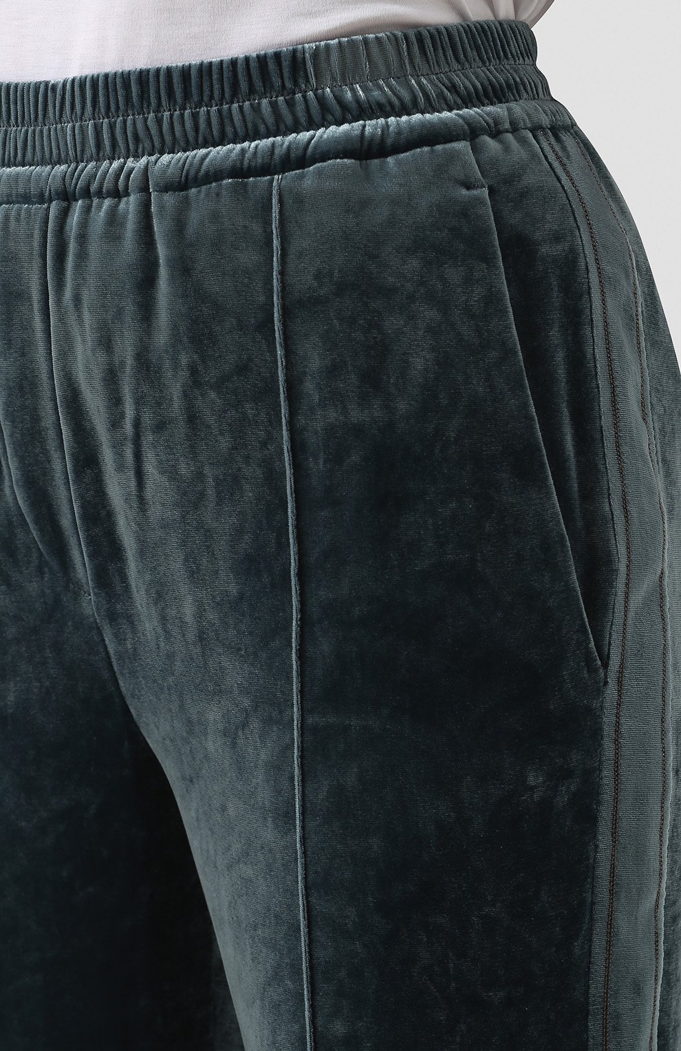 Укороченные бархатные брюки с эластичным поясом BRUNELLO CUCINELLI, арт. MA588P6719, фото 5
