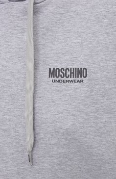 Женский хлопковое худи MOSCHINO серого цвета, арт. A1709/9004 | Фото 5 (Материал сплава: Проставлено; Нос: Не проставлено; Материал внешний: Хлопок; Женское Кросс-КТ: Худи-белье)