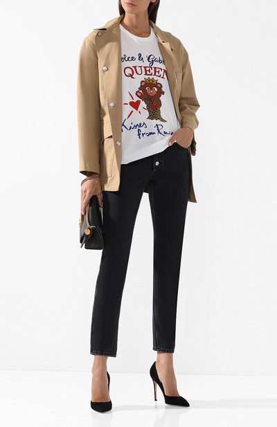 Хлопковая футболка с принтом DOLCE & GABBANA белого цвета по цене 39950 руб., арт. I8334W/HH7MY, фото 2 Хлопковая футболка с принтом DOLCE & GABBANA, арт. I8334W/HH7MY, фото 2