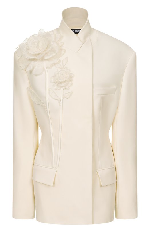 Шерстяной жакет David Koma RE26DK98J Кремовый RE26DK98J