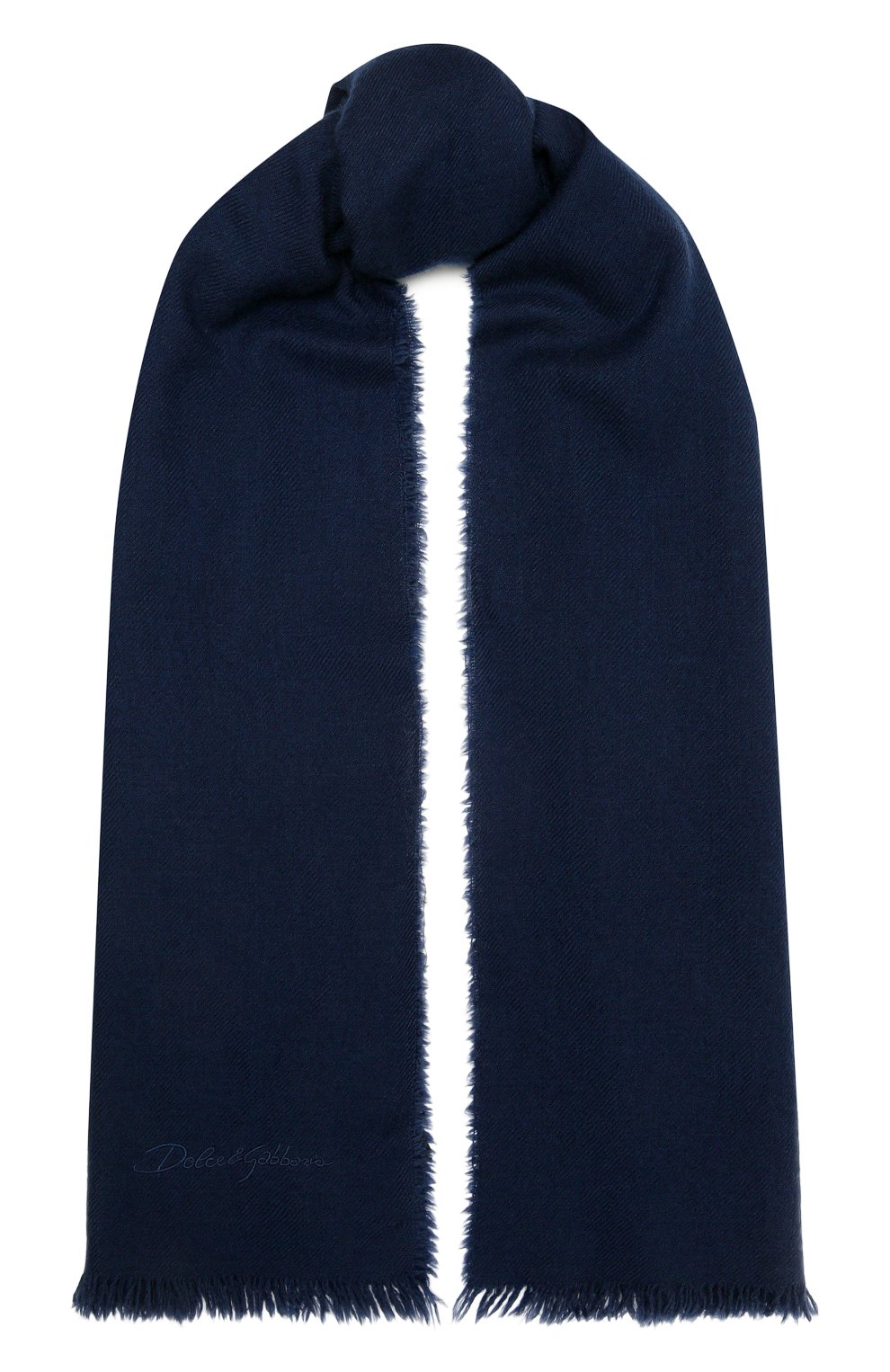 Кашемировый шарф DOLCE & GABBANA темно-синего цвета по цене 65350 руб., арт. GQ242E/G2UAV, фото 1 Кашемировый шарф DOLCE & GABBANA, арт. GQ242E/G2UAV, фото 1