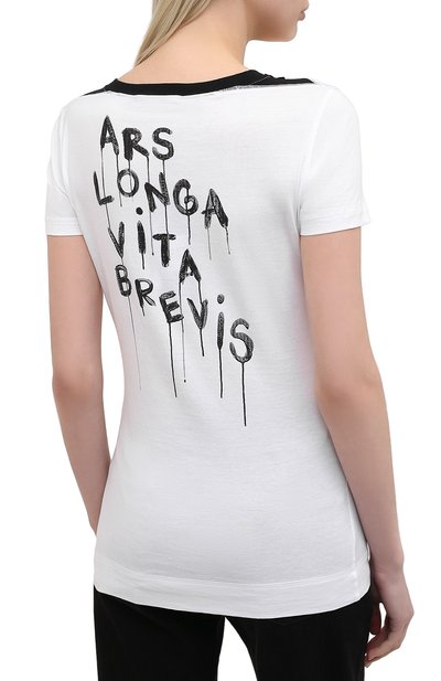 Хлопковая футболка DOLCE & GABBANA белого цвета по цене 53900 руб., арт. F8M28Z/FI75E, фото 4 Хлопковая футболка DOLCE & GABBANA, арт. F8M28Z/FI75E, фото 4