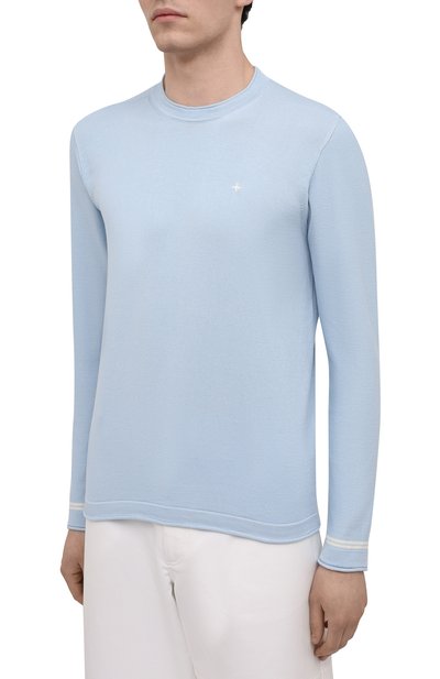 Хлопковый джемпер STONE ISLAND голубого цвета по цене 45950 руб., арт. 7415527B2, фото 3 Хлопковый джемпер STONE ISLAND, арт. 7415527B2, фото 3
