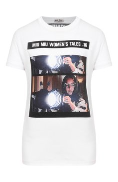Хлопковая футболка MIU MIU, арт. MJN098-1QD2-F0009, фото 1